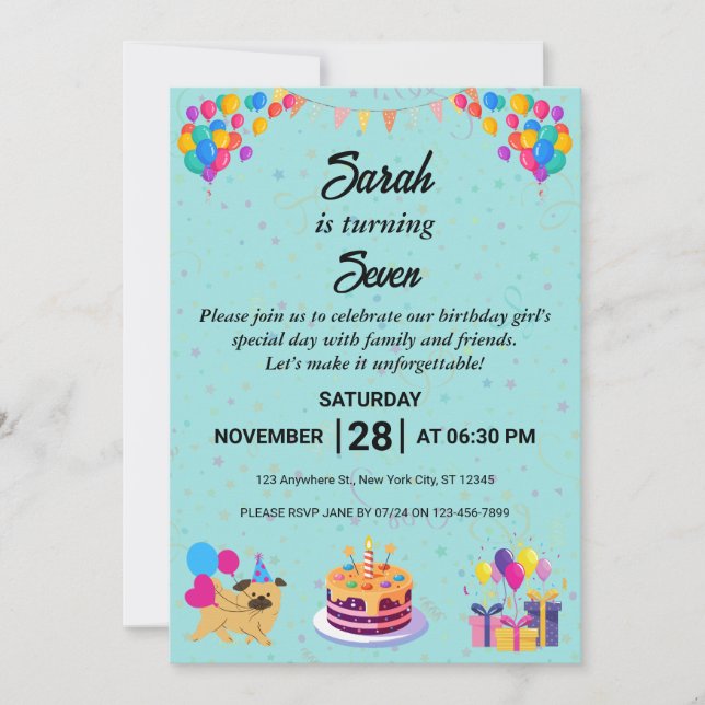 Vibrant & Festive Birthday Celebration Invite (Front)