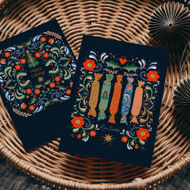 Vibrant Festive Christmas Art with  Present  Postcard (Creator Uploaded)