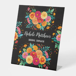 Vibrant Fiesta Wedding Bouquet Bridal Shower Pedestal Sign