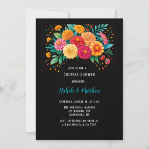 Vibrant Fiesta Wedding Bouquet Couples Shower Invitation