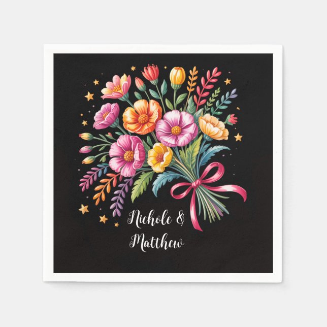 Vibrant Fiesta Wedding Bouquet Wedding Napkin (Front)