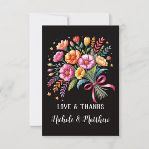 Vibrant Fiesta Wedding Bouquet Wedding Thank You Card