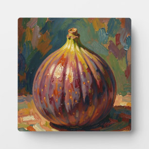 Vibrant Fig Still Life Painting Plaque