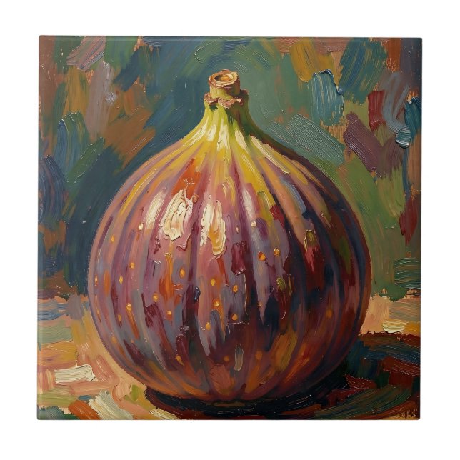 Vibrant Fig Still Life Painting Tile (Front)