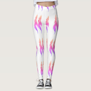 Vibrant Fire Flame Pink Printed Colour Girls Women Leggings