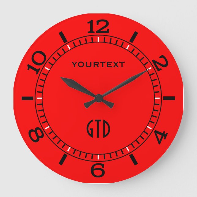 Vibrant Fire Red Dial to Personalize on a Large Clock (Front)