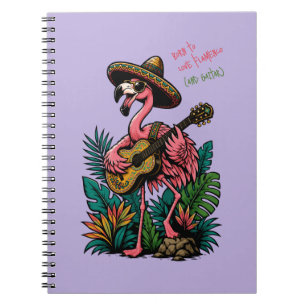 vibrant flamingo wearing sombrero playing guitar notebook