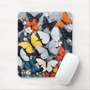 "Vibrant Flight: Acrylic Multi-Coloured Butterflie Mouse Mat