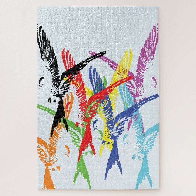 Vibrant Flock in Motion Jigsaw Puzzle (Vertical)