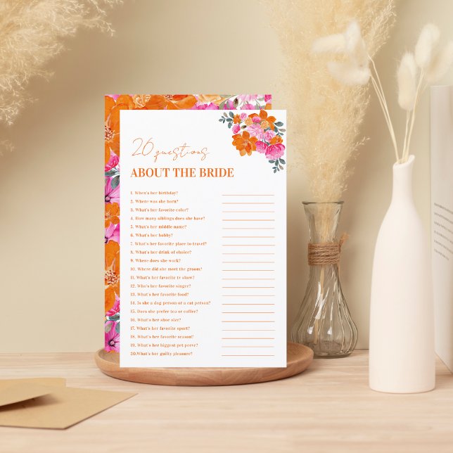 Vibrant Floral 20 Questions About the Bride Game (Creator Uploaded)