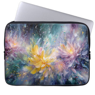 Vibrant Floral Abstract Painting with Explosion Laptop Sleeve