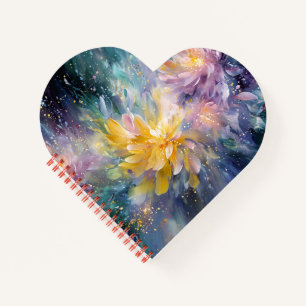 Vibrant Floral Abstract Painting with Explosion Notebook