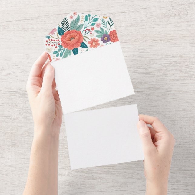 Vibrant Floral All-Over Print Pattern All In One Invitation (Tearaway)