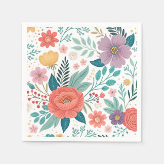 Vibrant Floral All-Over Print Pattern Napkin
