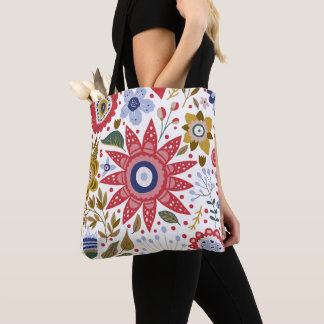 Vibrant Floral All-Over Print Tote Bag