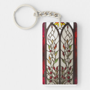 Vibrant Floral and Geometric Designs Key Ring