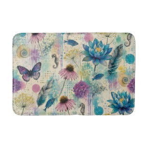 Vibrant Floral Aquatic Dream Bath Mat