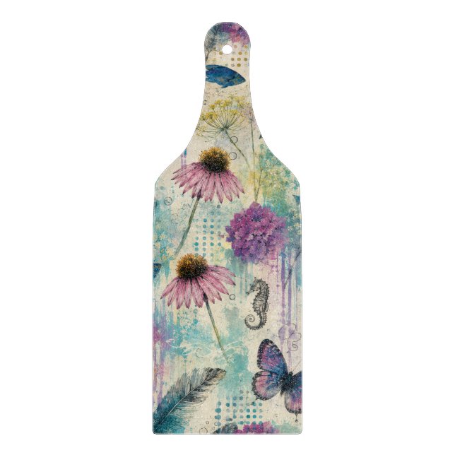 Vibrant Floral Aquatic Dream Cutting Board (Front)