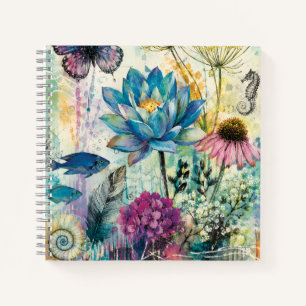 Vibrant Floral Aquatic Dream Notebook