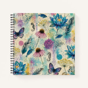 Vibrant Floral Aquatic Dream Notebook