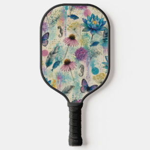 Vibrant Floral Aquatic Dream Pickleball Paddle