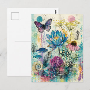 Vibrant Floral Aquatic Dream Postcard