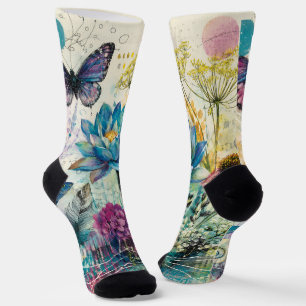 Vibrant Floral Aquatic Dream Socks