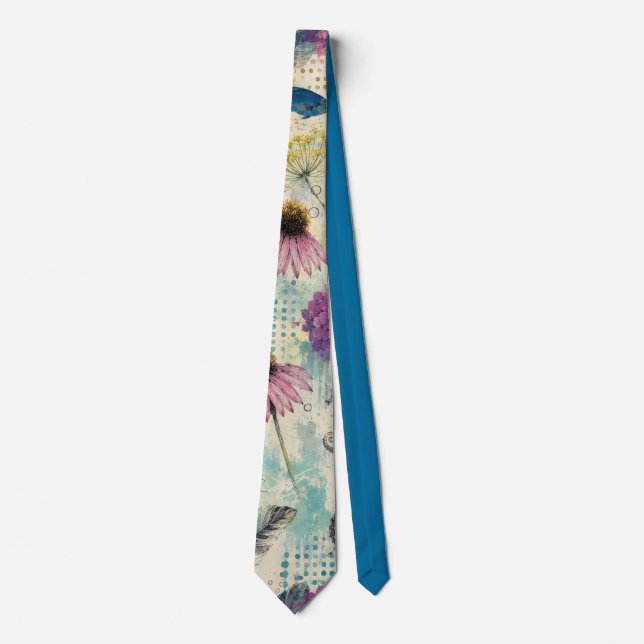 Vibrant Floral Aquatic Dream Tie (Front)