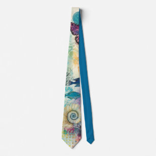 Vibrant Floral Aquatic Dream Tie