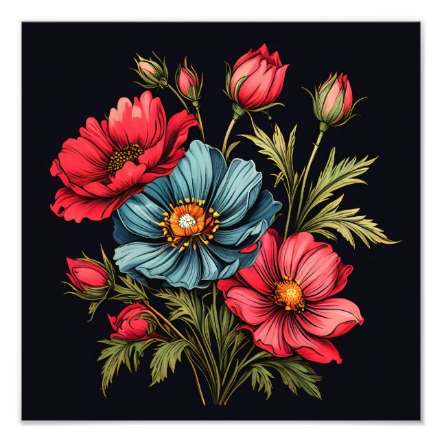 Vibrant Floral Art Photo Print (Front)