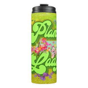 Vibrant Floral Artwork With "Plant Lady" Text Thermal Tumbler