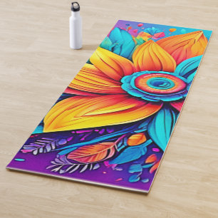 Vibrant Floral Artwork Yoga Mat