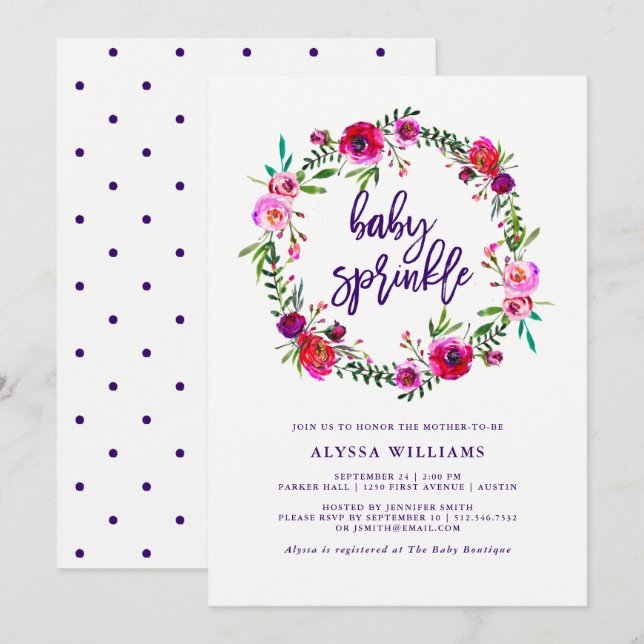 Vibrant Floral | Baby Sprinkle Invitation (Front/Back)