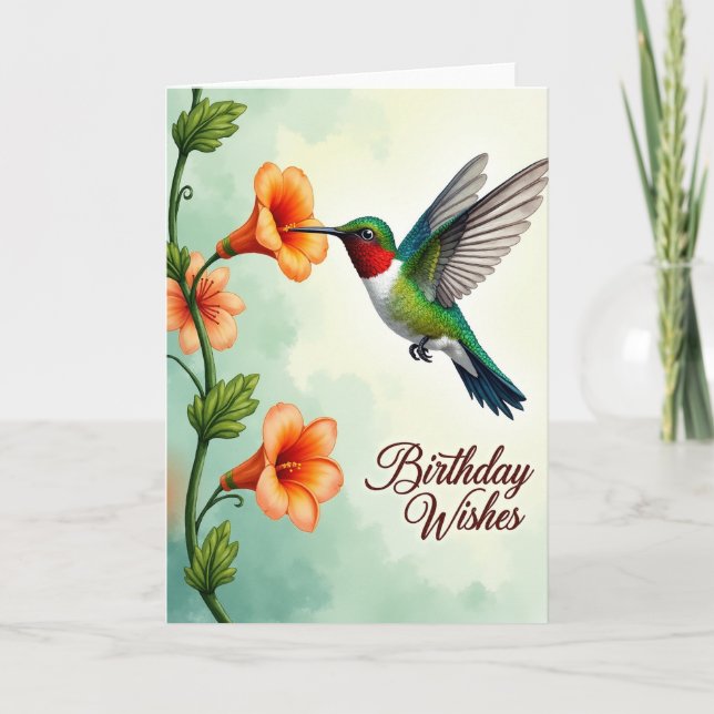 Vibrant Floral Bird Card (Front)
