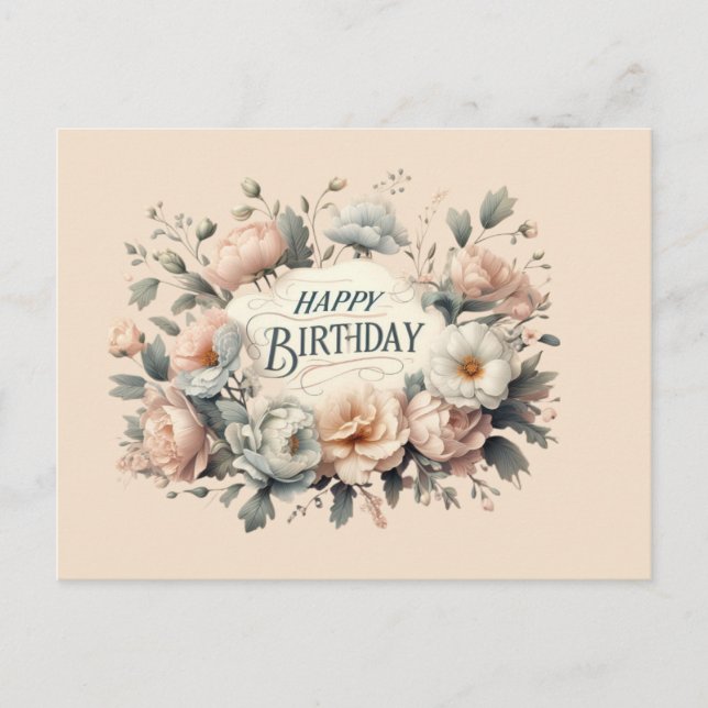 Vibrant Floral Birthday Bliss Postcard (Front)