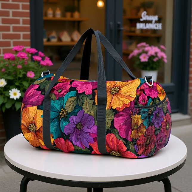 Vibrant Floral Bloom Duffle Bag (Creator Uploaded)