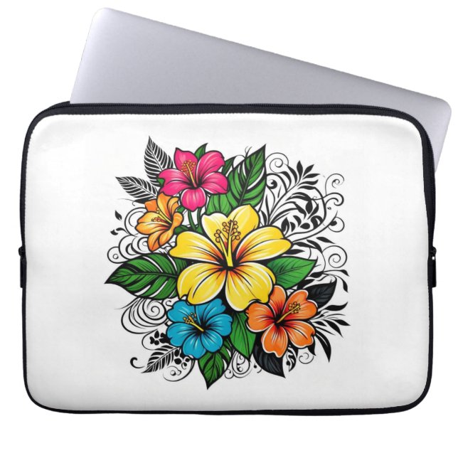 Vibrant Floral Bloom Laptop Sleeve (Front)