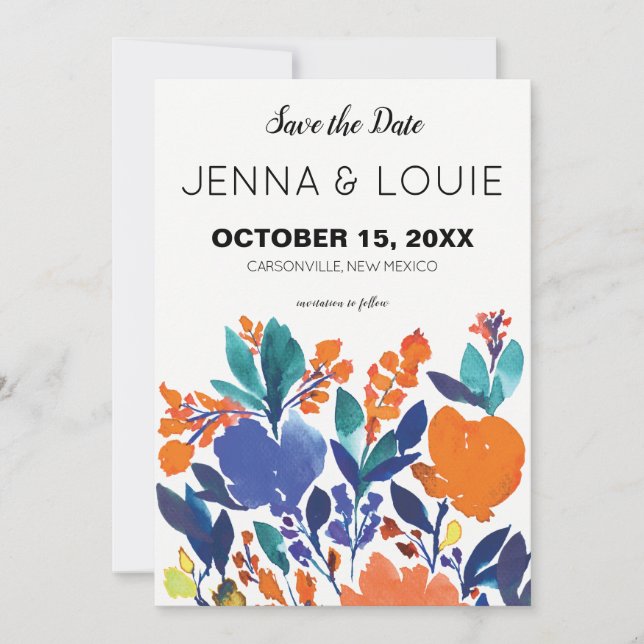 Vibrant Floral Bloom Save the Date Invitation (Front)