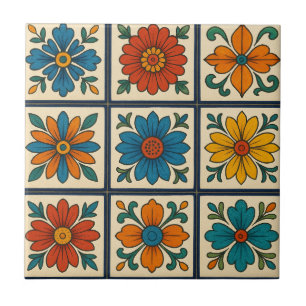 Vibrant Floral Blooms Tile