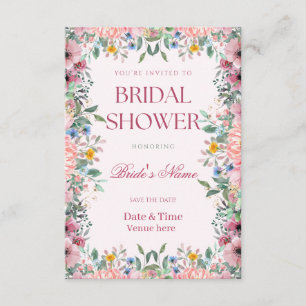 Vibrant Floral Border Bridal Shower Invitation