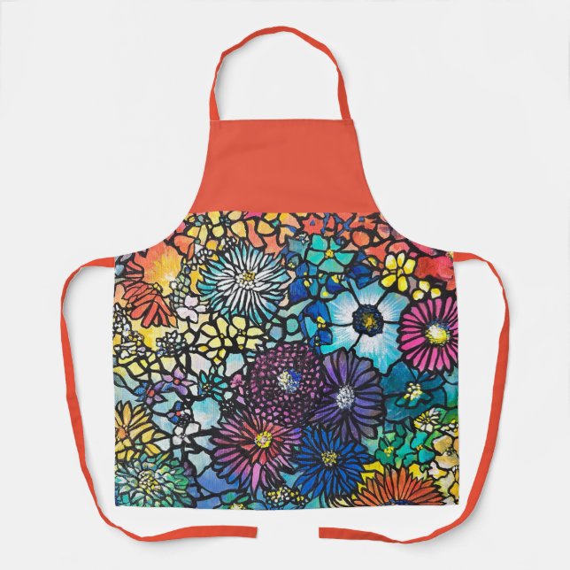 Vibrant Floral Bouquet Apron (Front)