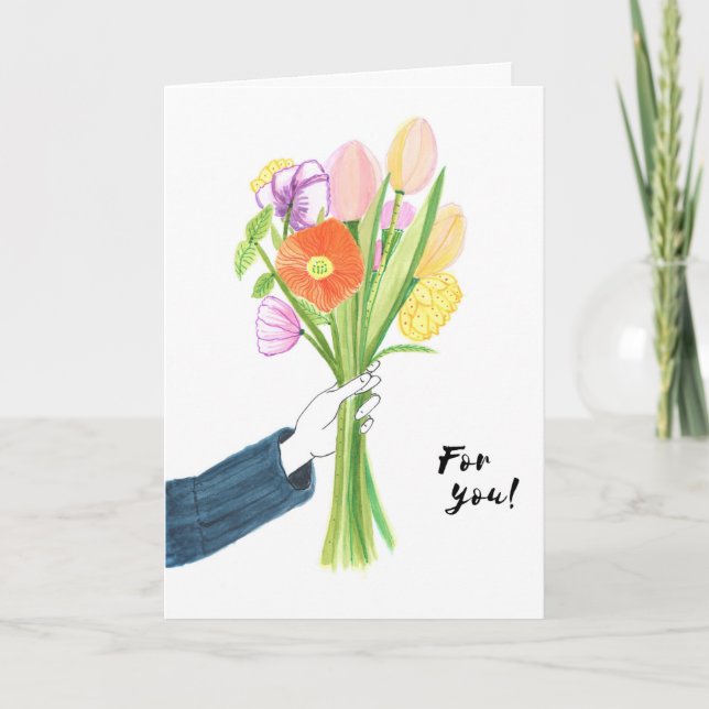 Vibrant Floral Bouquet Birthday Card (Front)