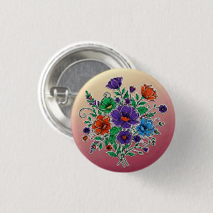 Vibrant Floral Bouquet Illustration 3 Cm Round Badge