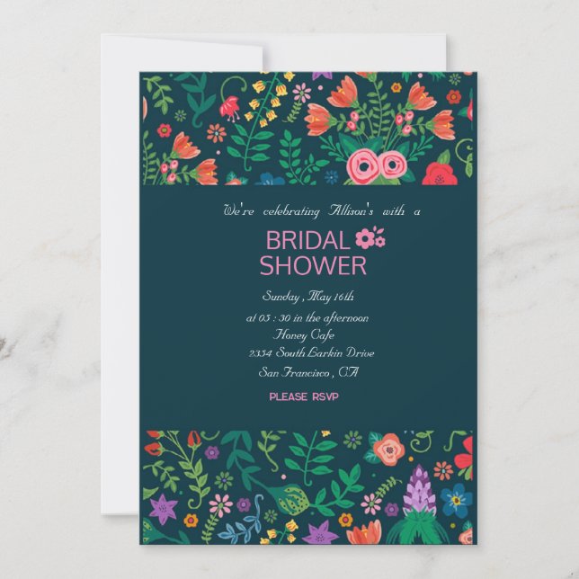 Vibrant Floral Bridal Shower Invitation Card (Front)