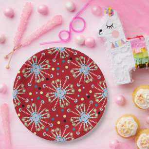 Vibrant floral burst paper plate