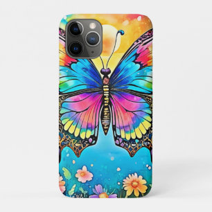 Vibrant Floral Butterfly Glow Design iPhone 11 Pro Case