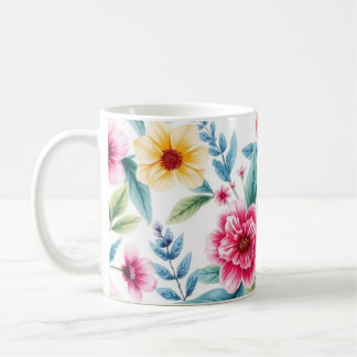 Vibrant Floral Coffee Mug – Watercolor Flowers