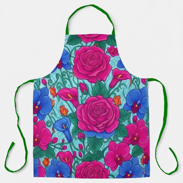 Vibrant Floral Culinary Apron (Front)