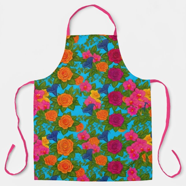 Vibrant Floral Culinary Apron (Front)