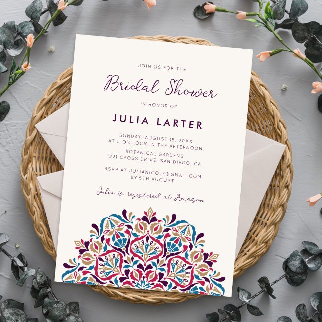 Vibrant Floral Delight Mandala Bridal Shower Invitation (Creator Uploaded)